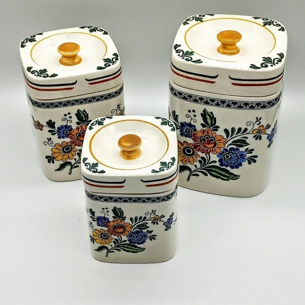 Vintage Daeware New Jersey Floral Ceramic Canister Set
